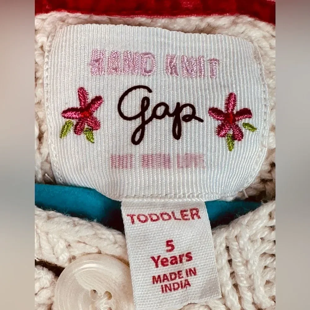 Baby Gap Girls Knit Embroidered Flowers Wool Blend Cardigan Sweater. 5. 5T.